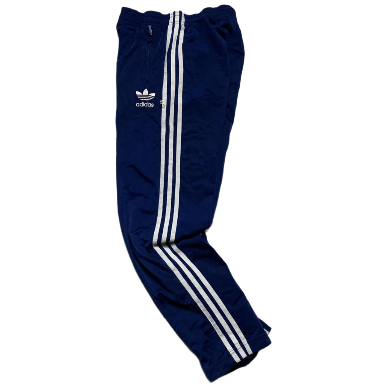 Adidas Vintage Navy and White Trackpant Bottoms (XS)