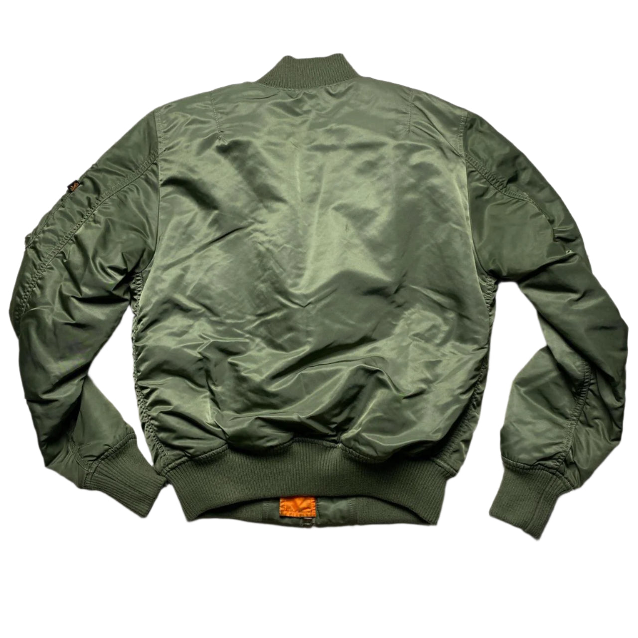 Alpha Industries Khaki Military Green and Orange Bomber Jacket (S)
