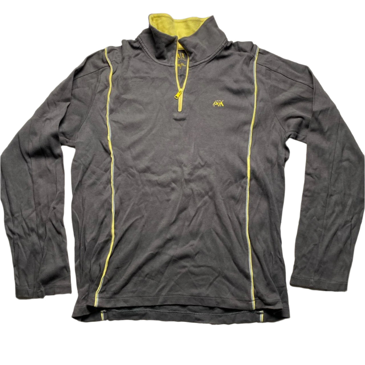 Armani Exchange Grey and Yellow Zip Jumper (L)