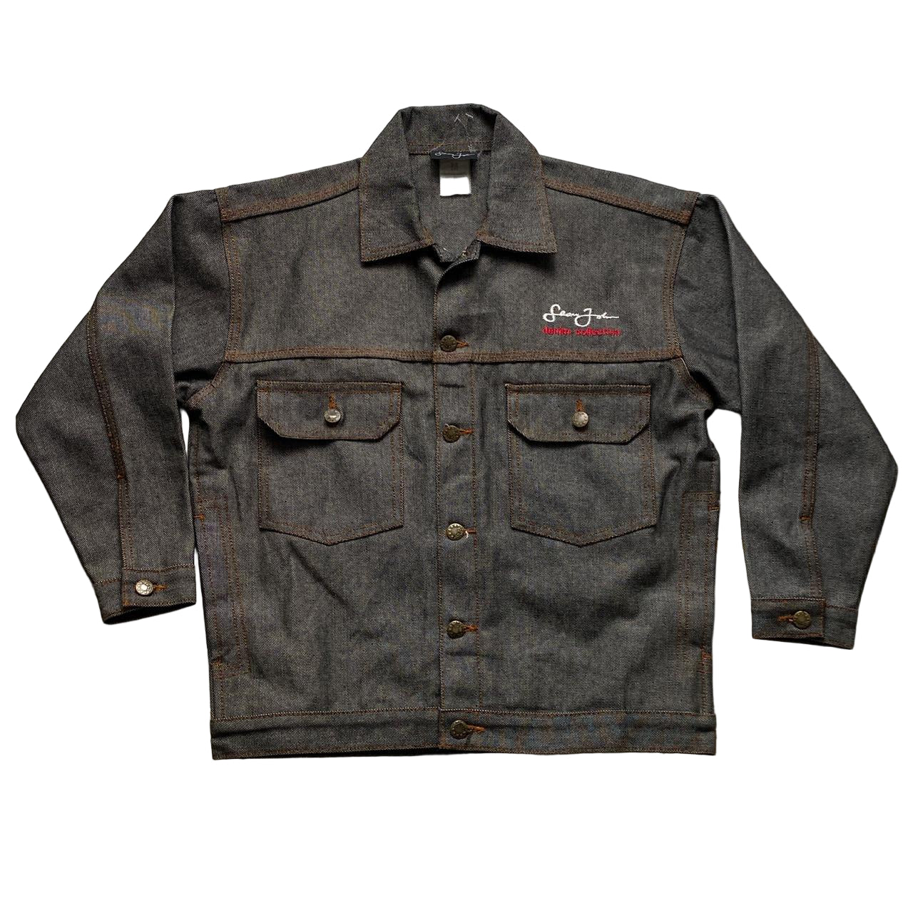 Sean John Vintage 90โs Grey Denim Jacket with Embroidery (M)