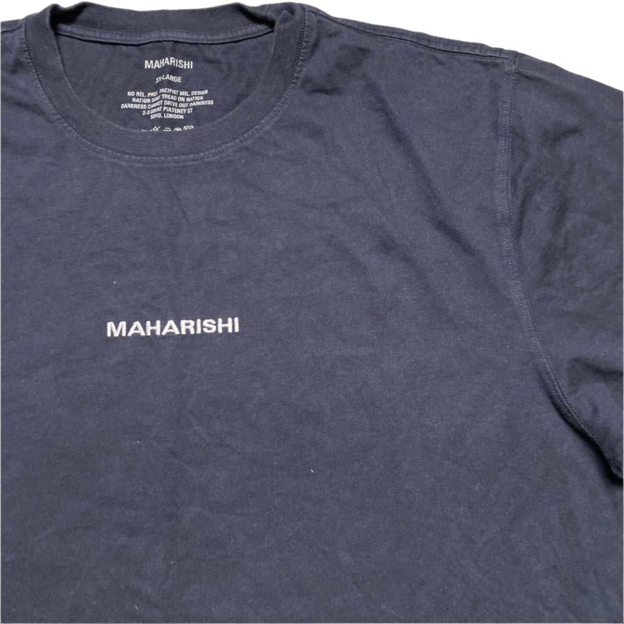 Maharishi Navy and White Baggy T Shirt (2XL)