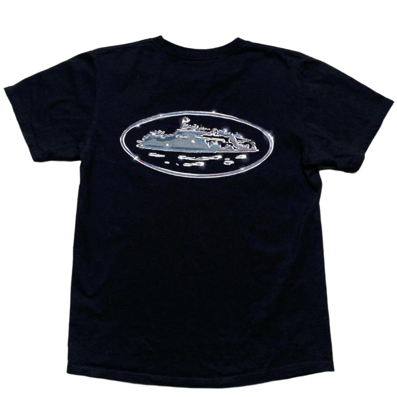 Corteiz Places and Faces Black Chrome T Shirt (M)