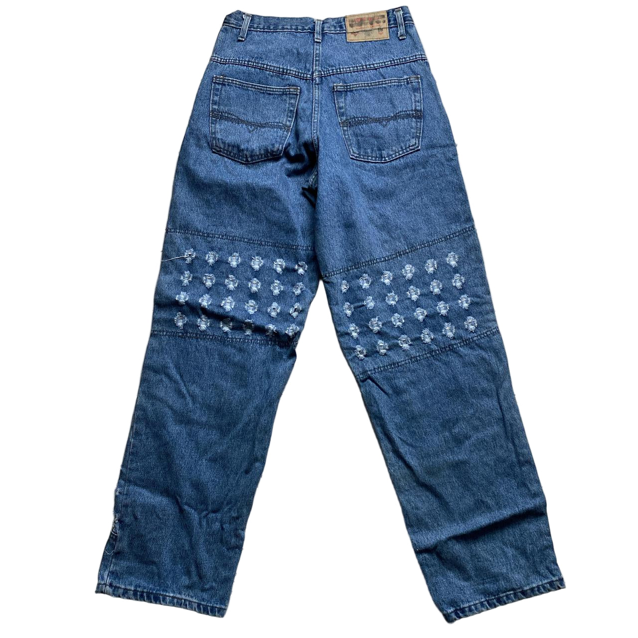 Wall Street X Vintage 90’s Baggy Distressed Embroidered Jeans (30W)