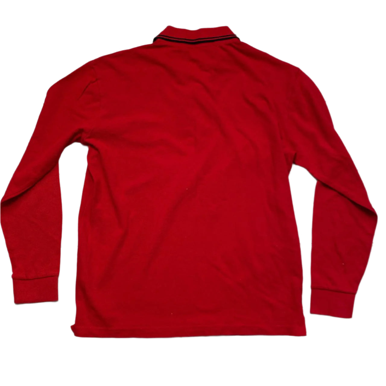 Stone Island Red and Black Square Patch Long Sleeve Polo Shirt