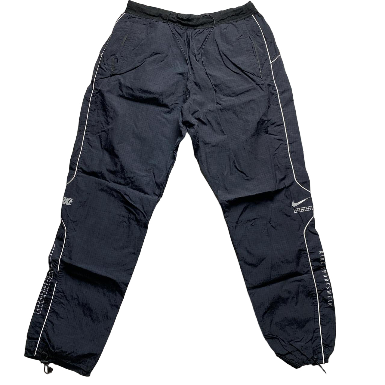 Nike Black and Silver Shell Trackpant Bottoms (XL)