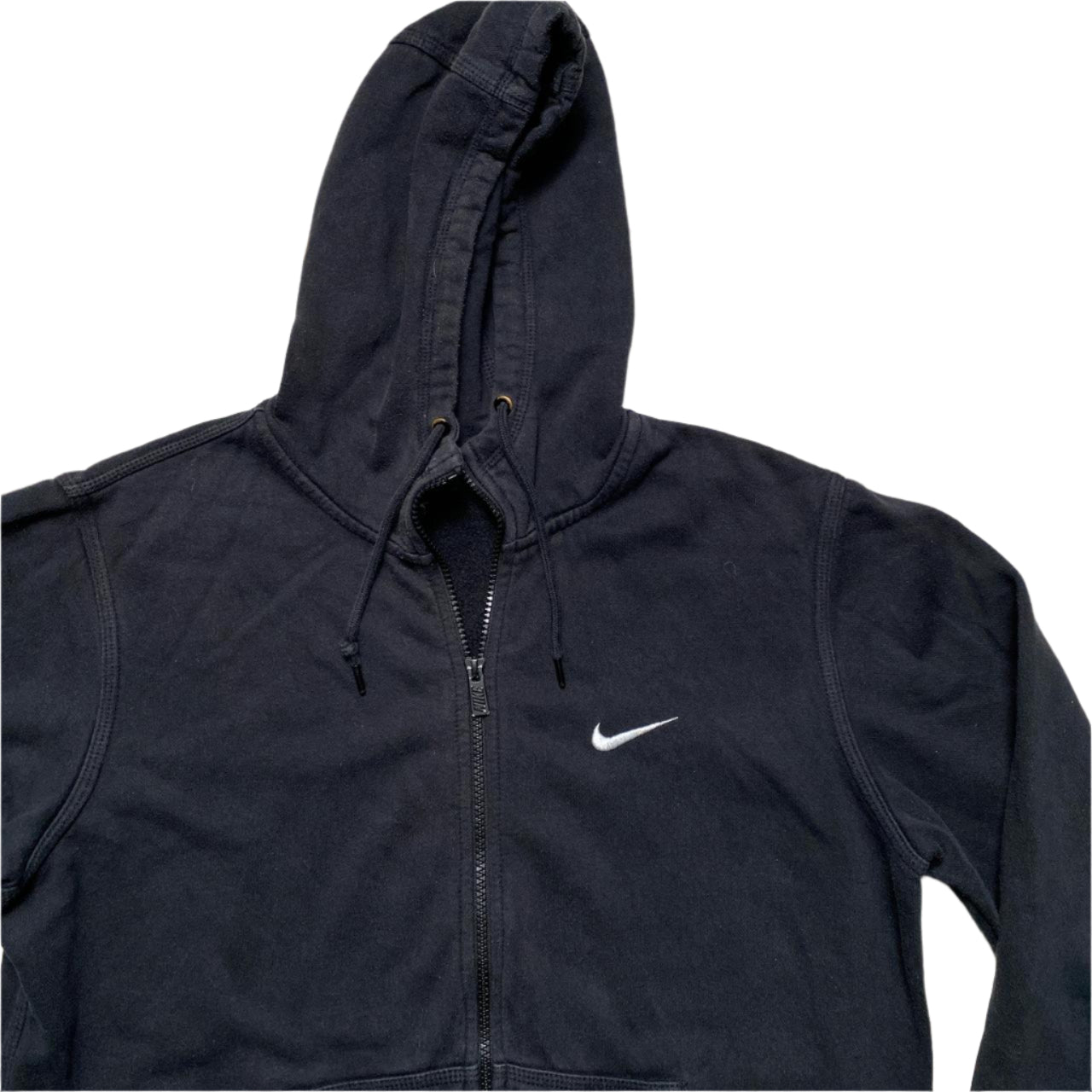 Nike Black and White Swoosh Zip Hoodie (M)