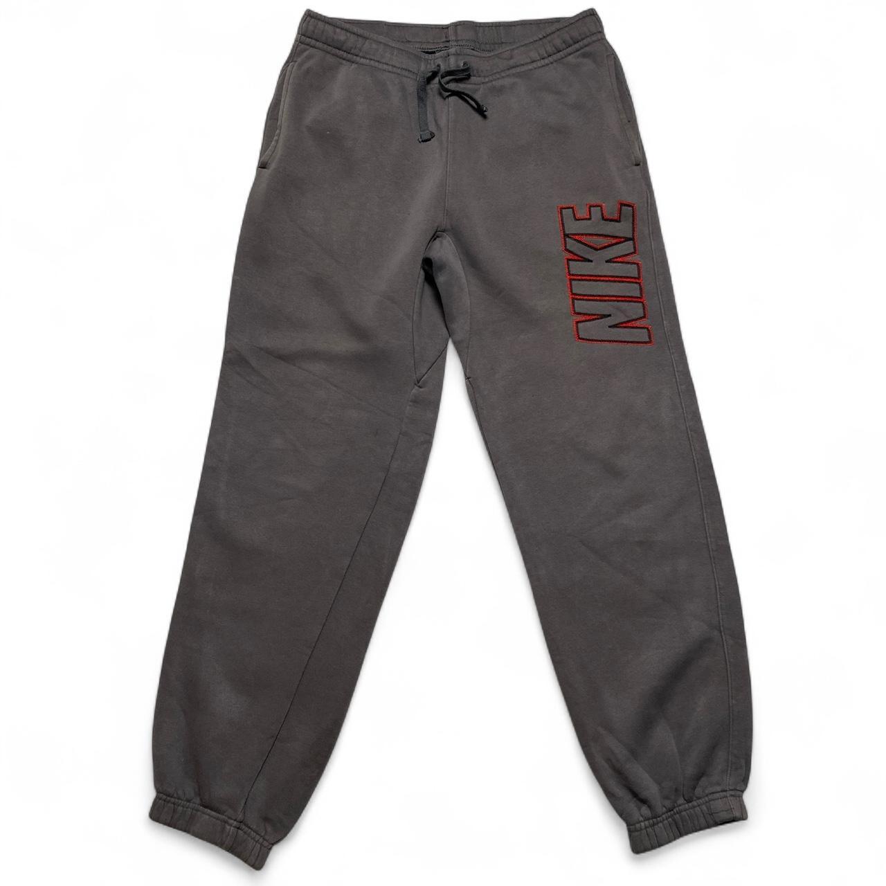 Nike Club Stitch Grey and Red Embroidery Joggers (S)