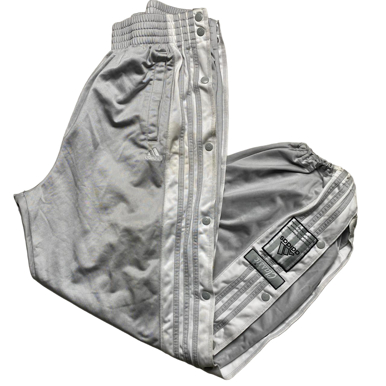 Adidas Essentials Popper Grey Silver and White Stripe Trackpant Bottoms (L)