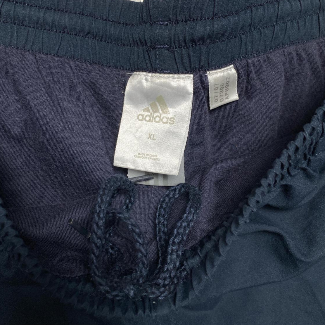 Adidas Navy and White Shell Trackpant Baggy Bottoms (XL)