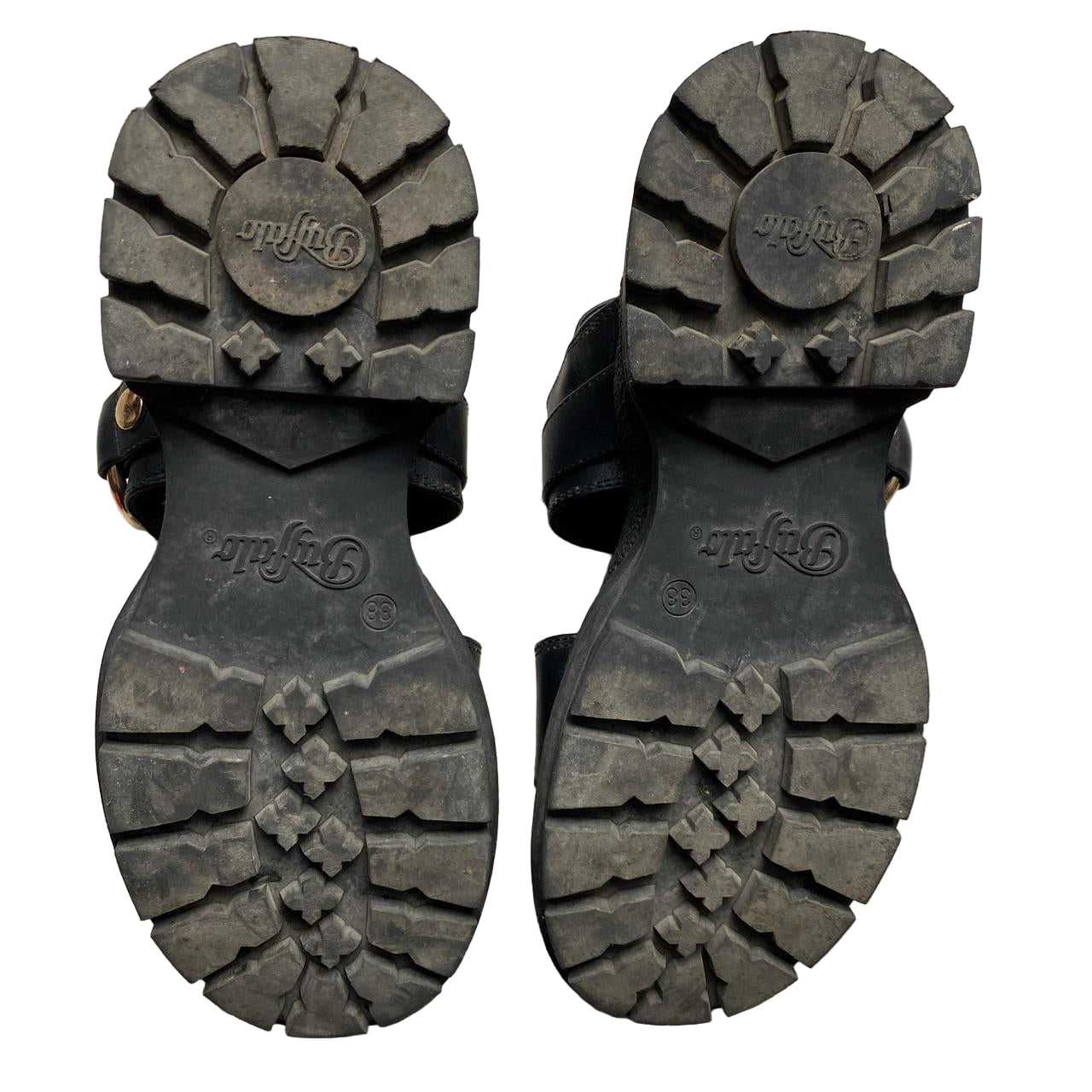 Buffalo Strap Platform Sandals Black Leather (UK 5)