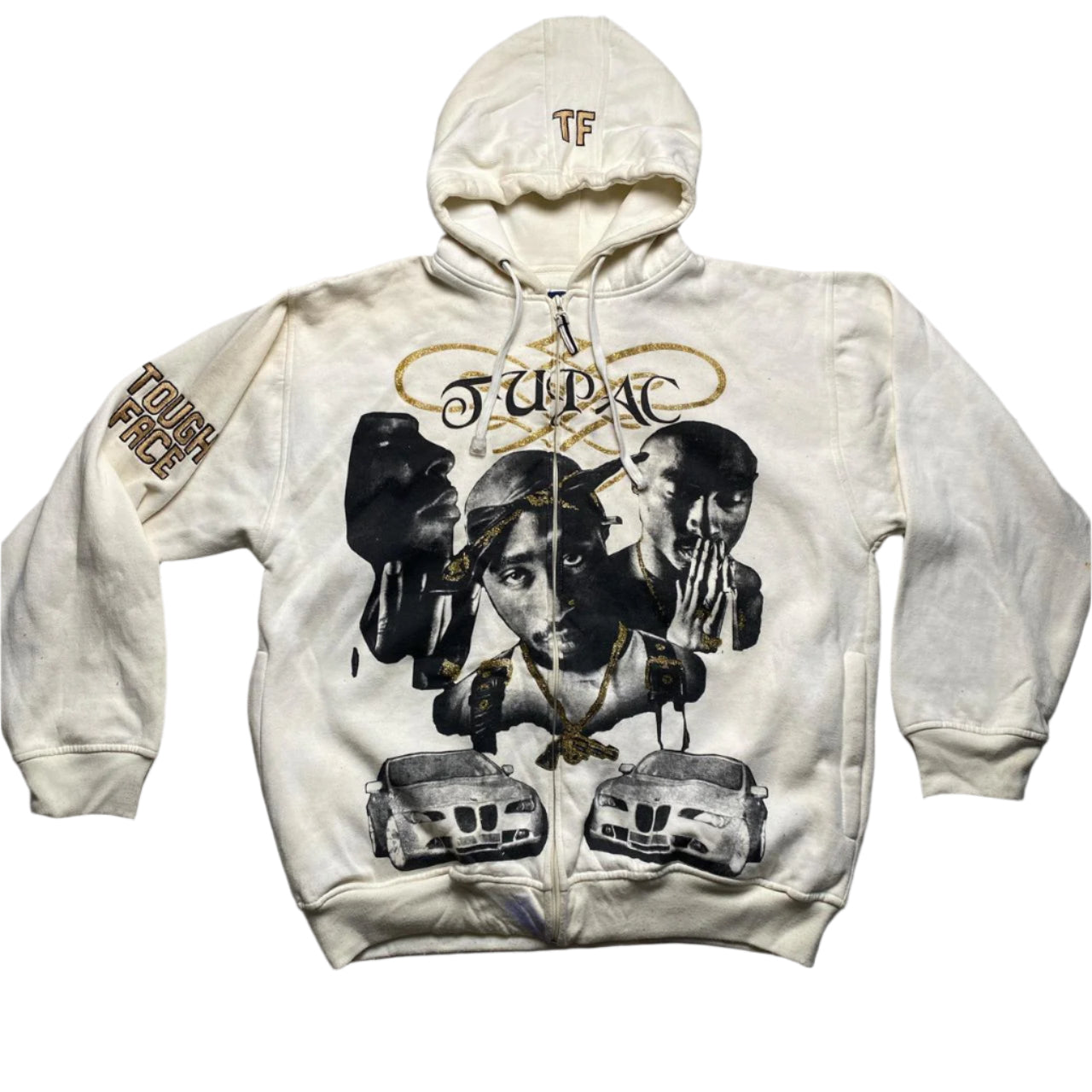 Tough Face 2 Pac Vintage 90’s Cream Hoodie (L)