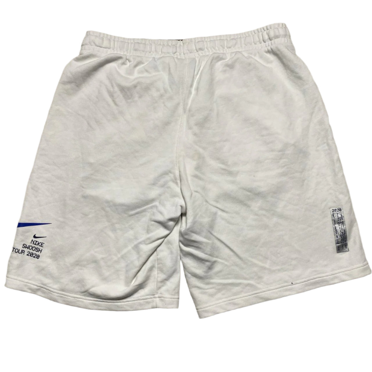 Nike White and Blue Big Swoosh Shorts (XL)