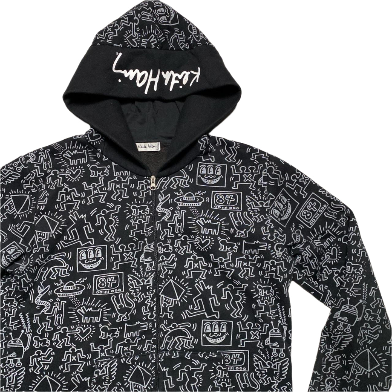 Keith Haring Black and Quite All Over Art Prints Hoodie (XL)