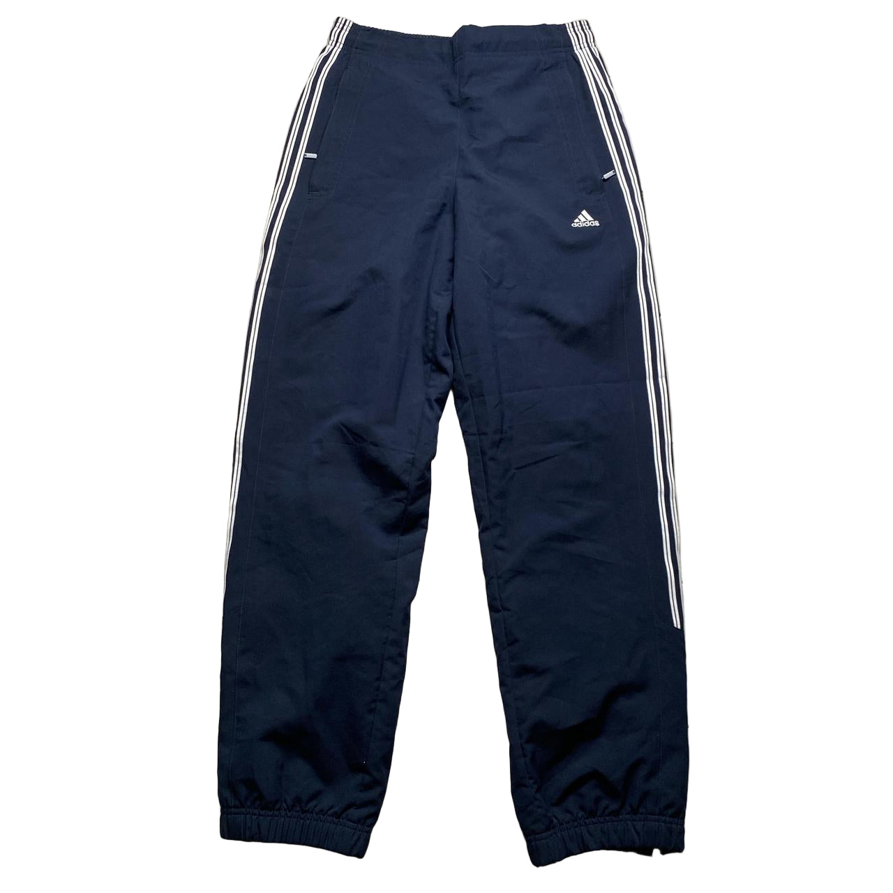 Adidas Navy and White Shell Trackpant Bottoms (S)