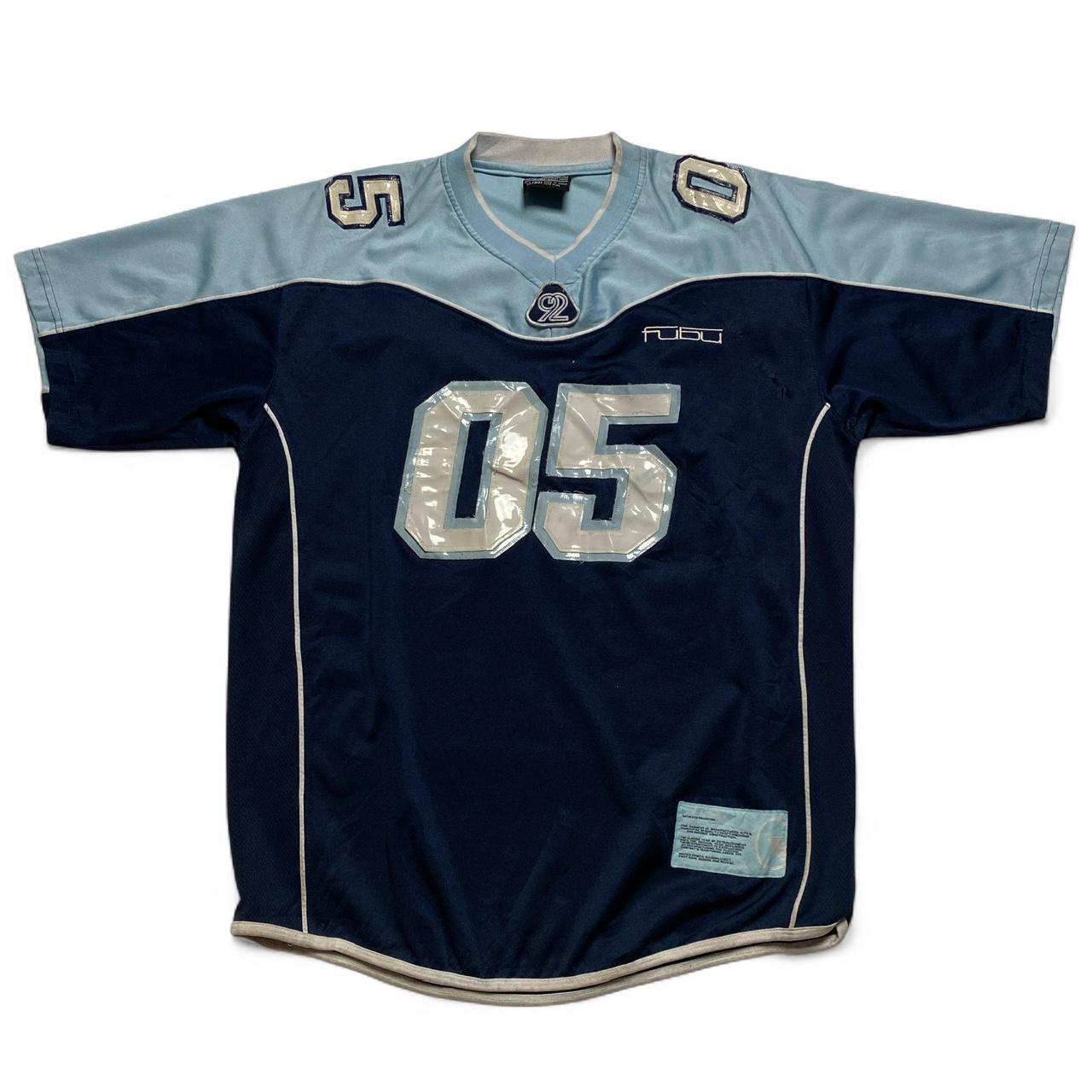 FUBU Vintage Baby Light Blue Navy and White Jersey (M)