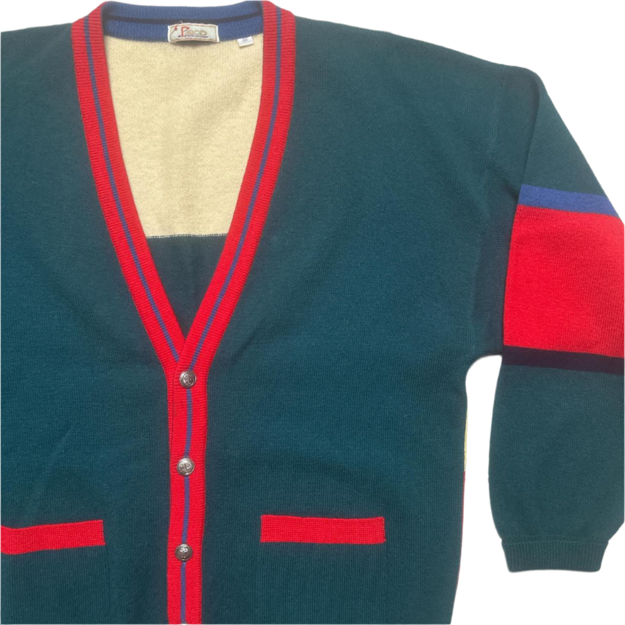 Paco Vintage 90’s Wool Multi Colour Patch Cardigan Jumper