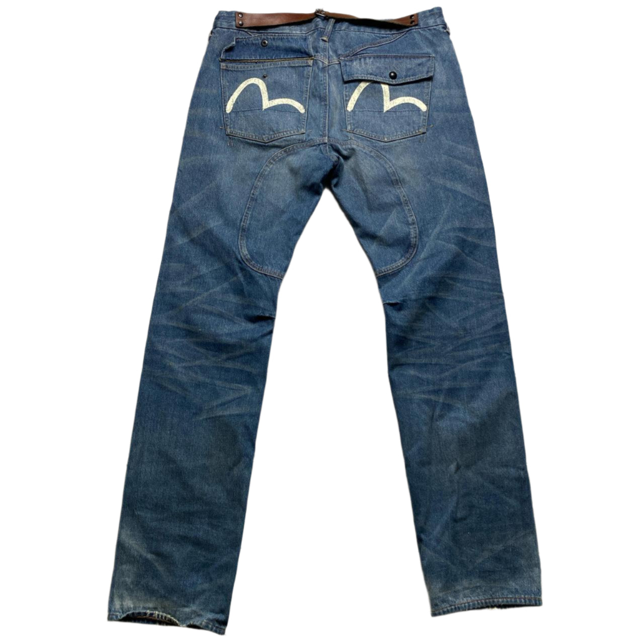 Evisu Vintage Blue and White Daicock Jeans (38W)