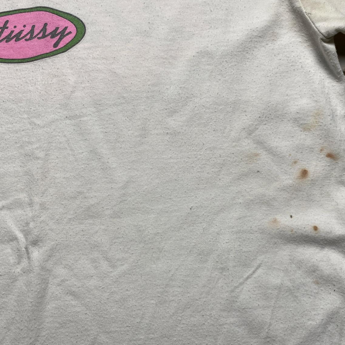 Stussy White Pink and Green T Shirt (S)