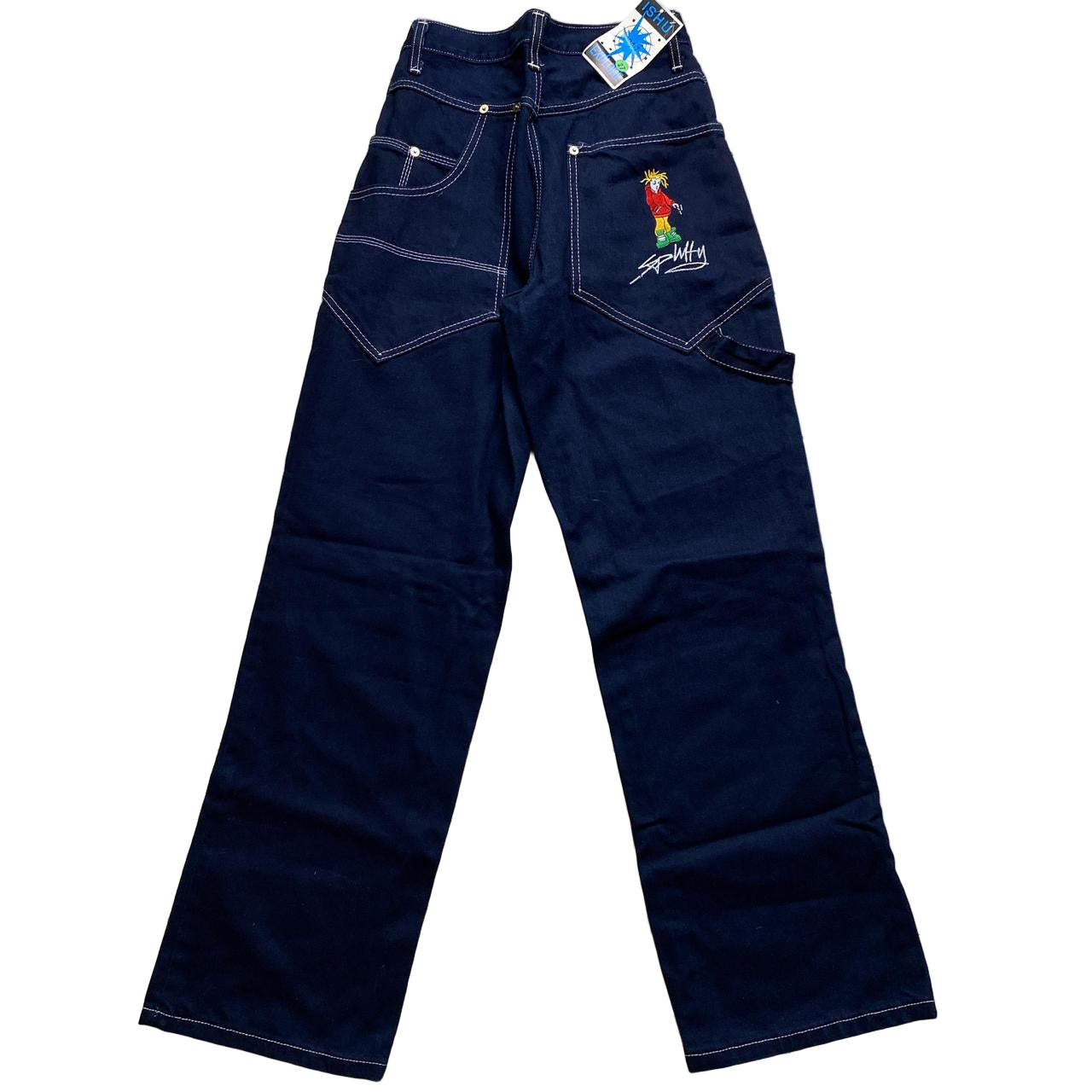 Spliffy Embroidery Baggy Vintage 90βs Cargo Carpenter Jeans (27W)