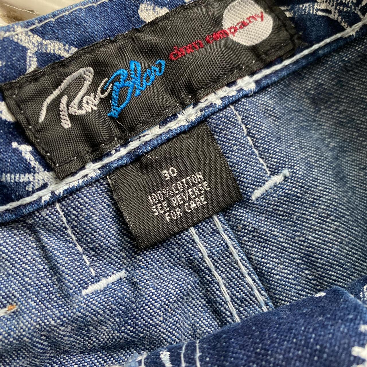 Raw Blue Anarchy All Over Paint Prints Jort Jean Shorts (28W)