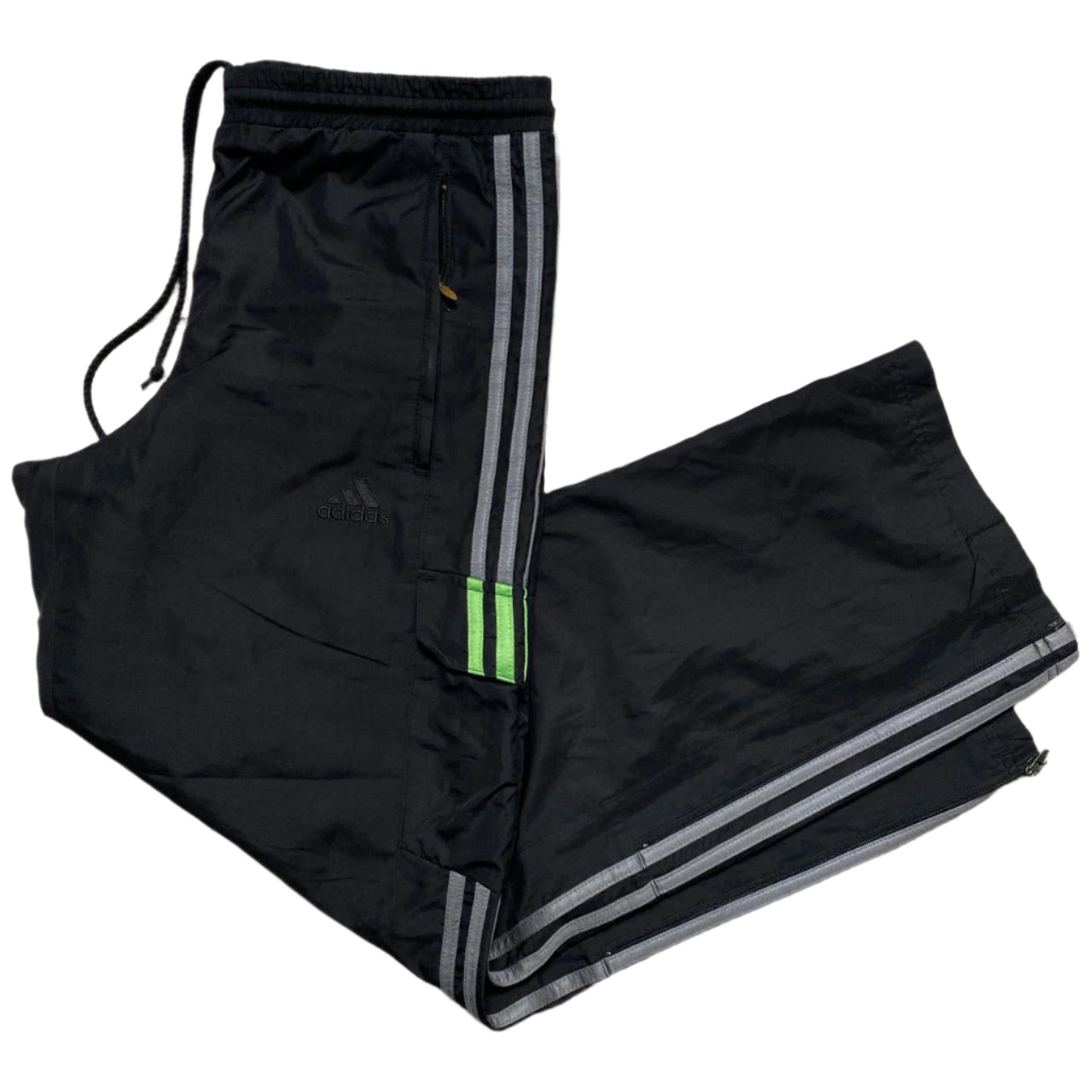 Adidas Black Green and Grey Shell Cargo Trackpant Bottoms (S)