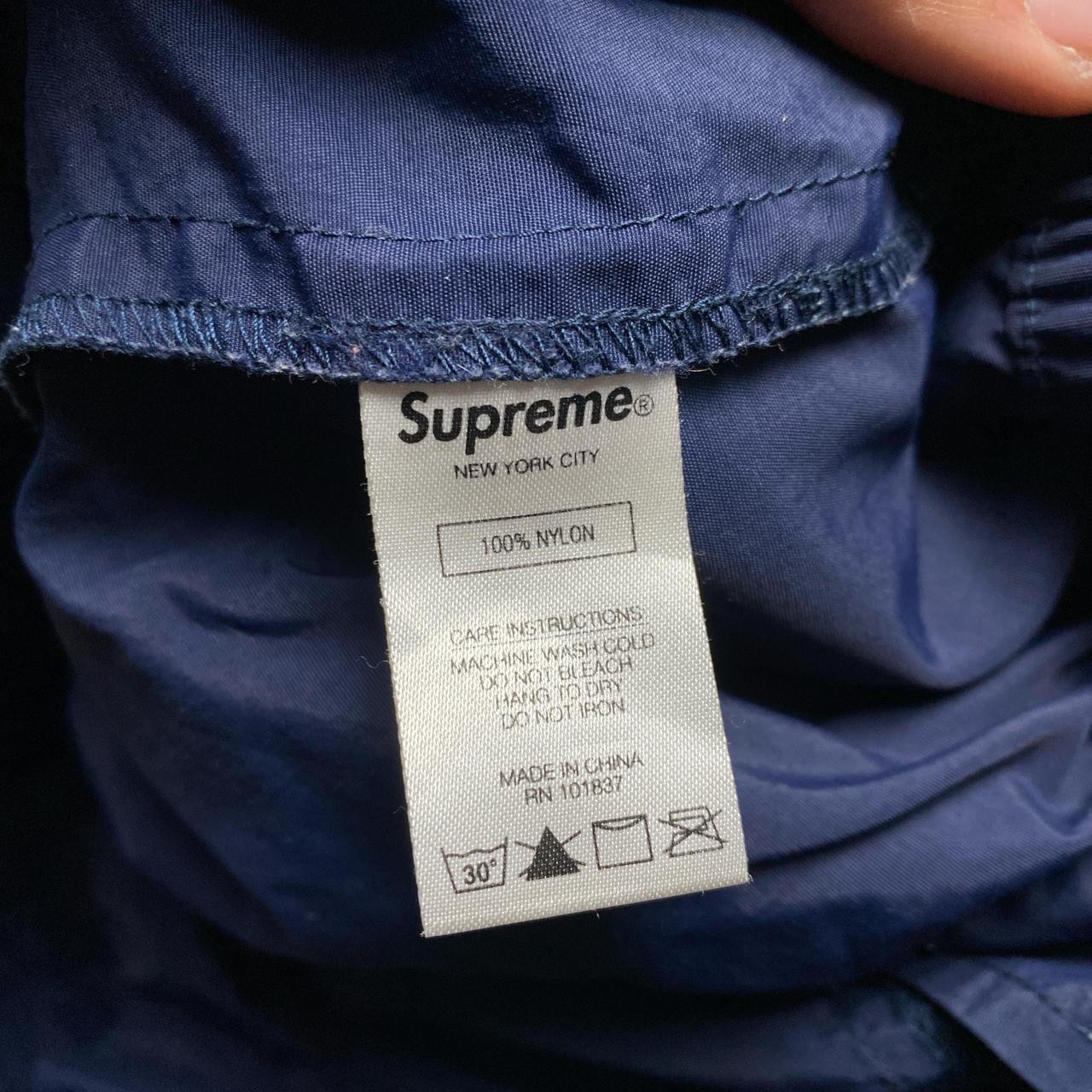 Supreme Navy and White Shell Nylon Baggy Bottoms (M)