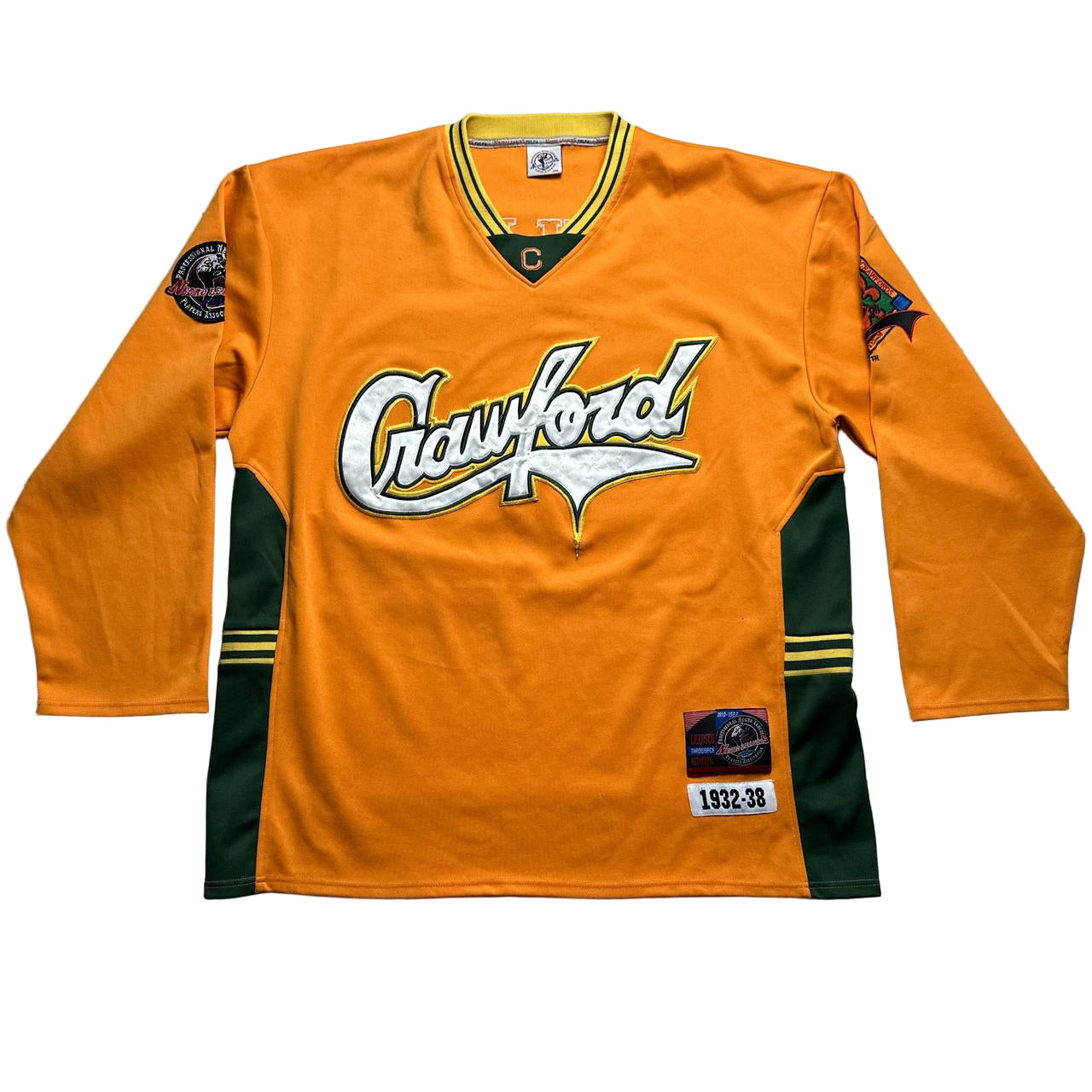 Professional Negro League Baseball Crawford Orange Yellow and Green Jersey (3XL)