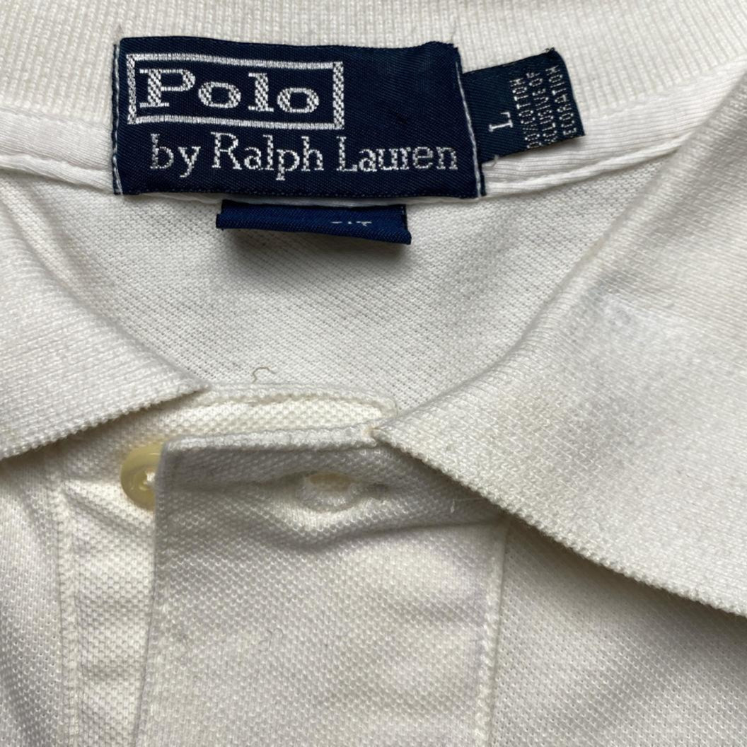 Polo Ralph Lauren White an Blue Long Sleeve Polo Shirt (L)