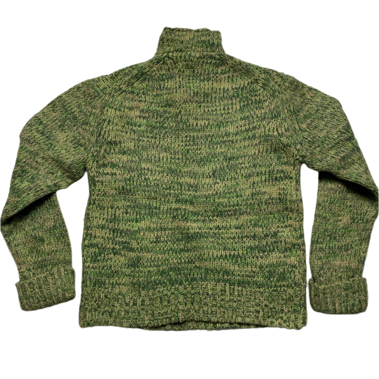 French Connection Vintage Green and Brown Knitted Jumper (XL)