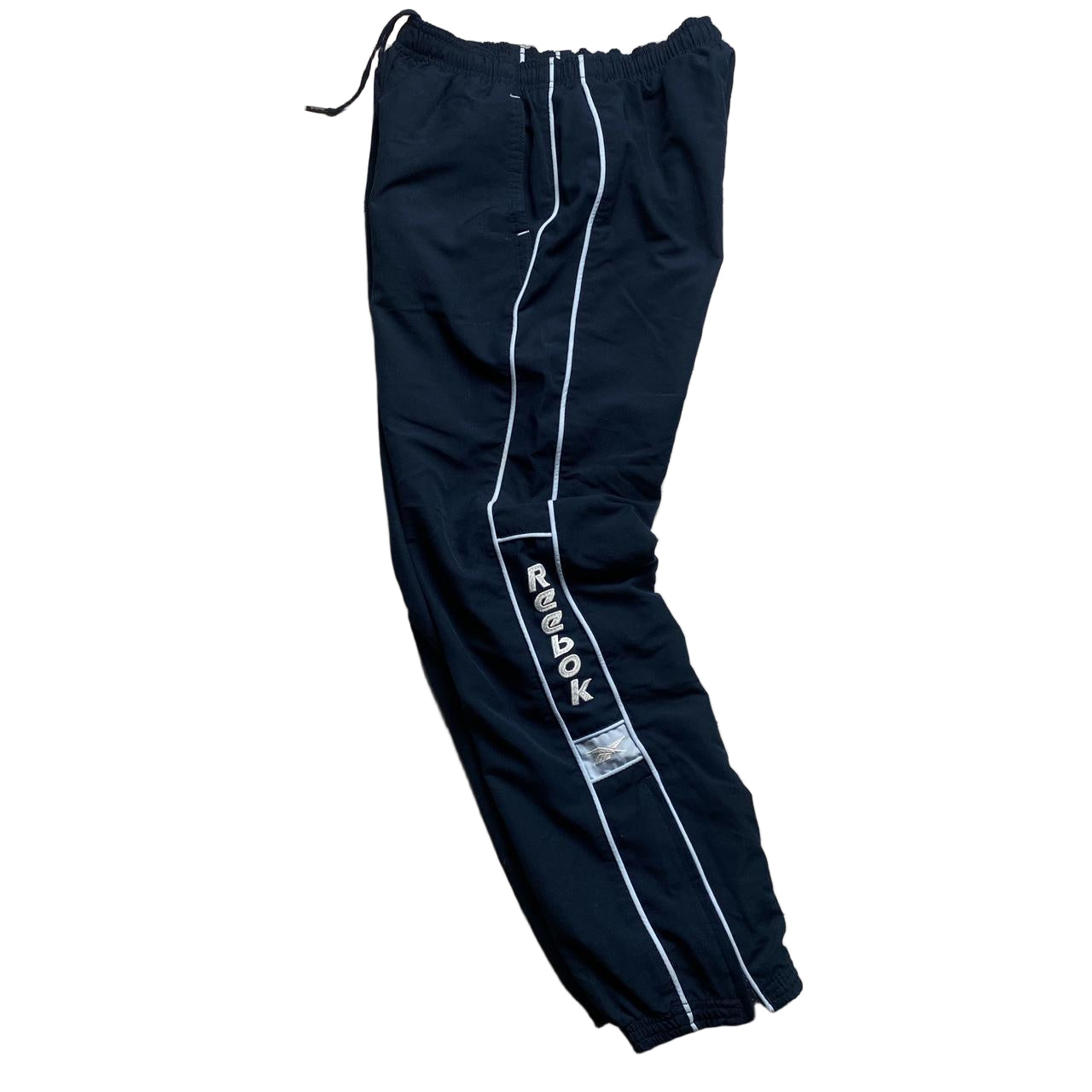 Reebok Navy Baby Blue and White Shell Trackpant Bottoms (S)