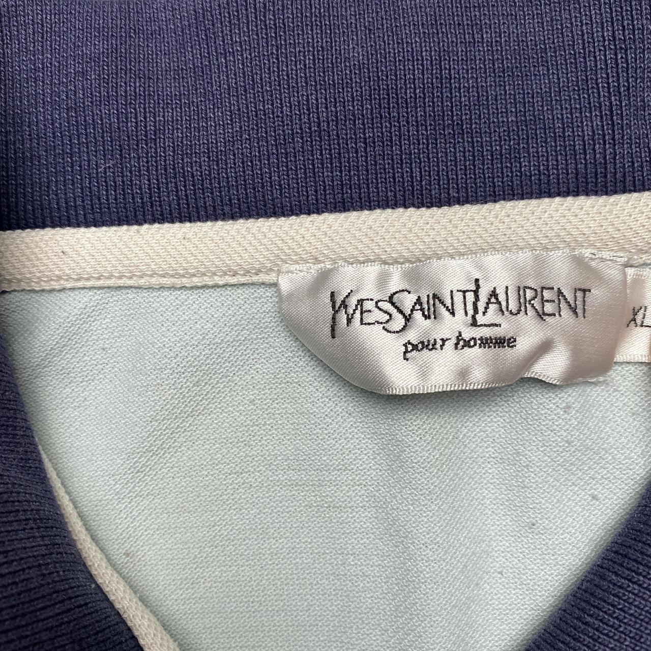 YSL Yves Saint Laurent Vintage Blue Two Tone and White Polo Shirt (XL)