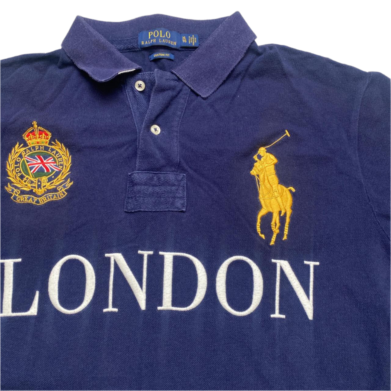 Polo Ralph Lauren London Great Britain Spellout Polo Shirt (XL)