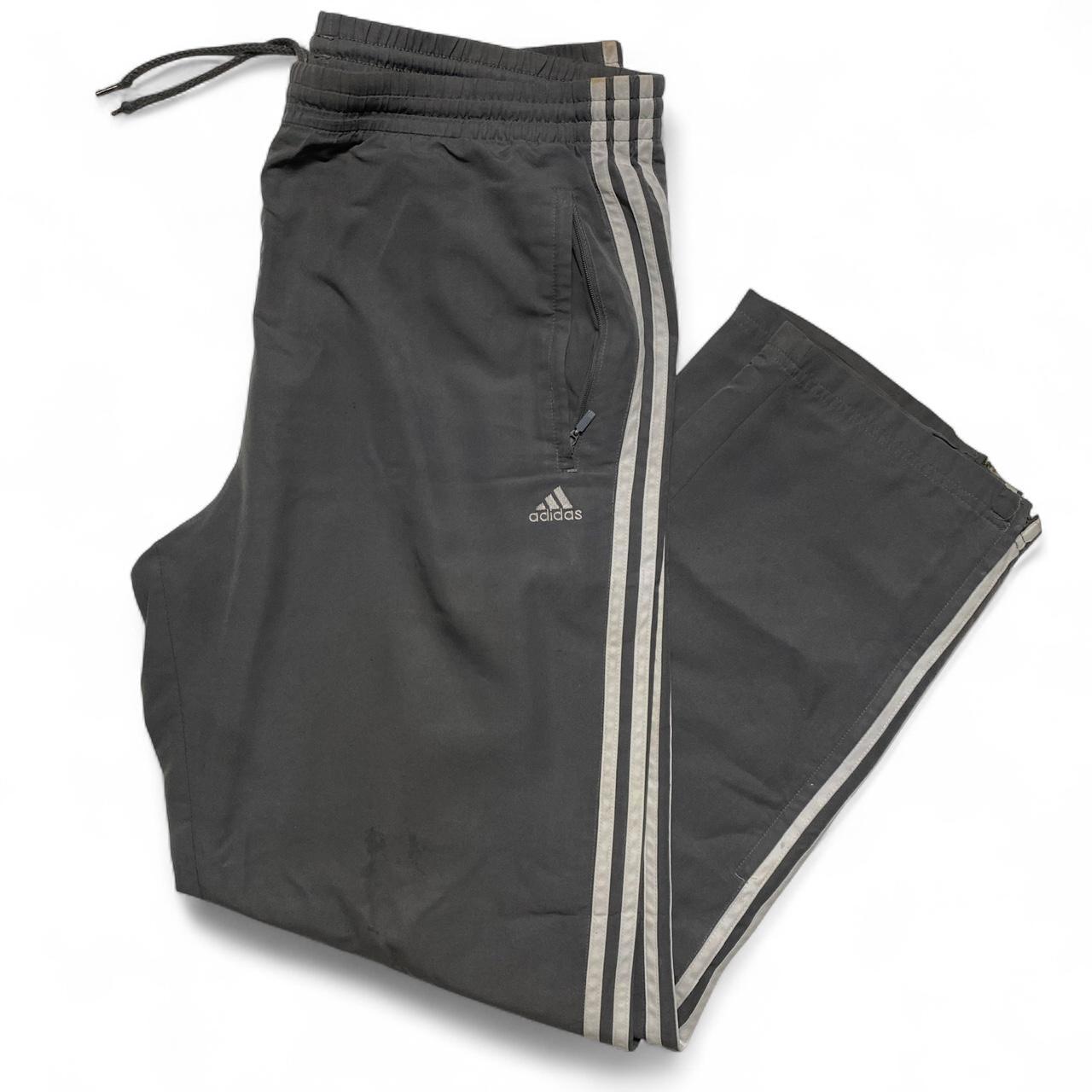 Adidas Grey and White Shell Trackpant Bottoms (L)