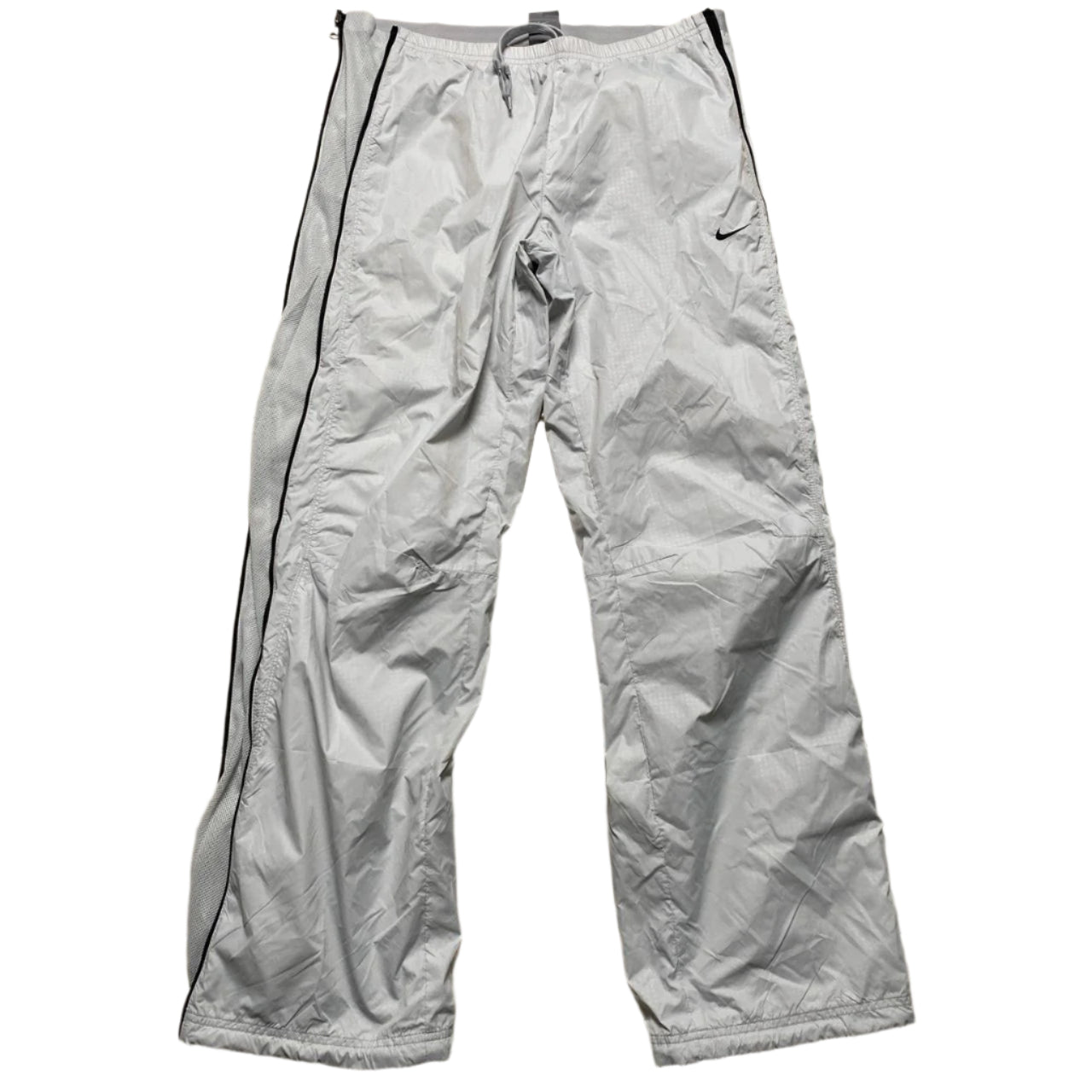 Nike Vintage y2k Shell Trackpant Baggy Bottoms Silver White and Black (S)