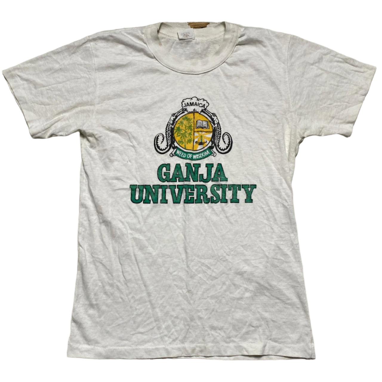 Jamaica Ganja University Vintage 90’s White Womens T Shirt (M)