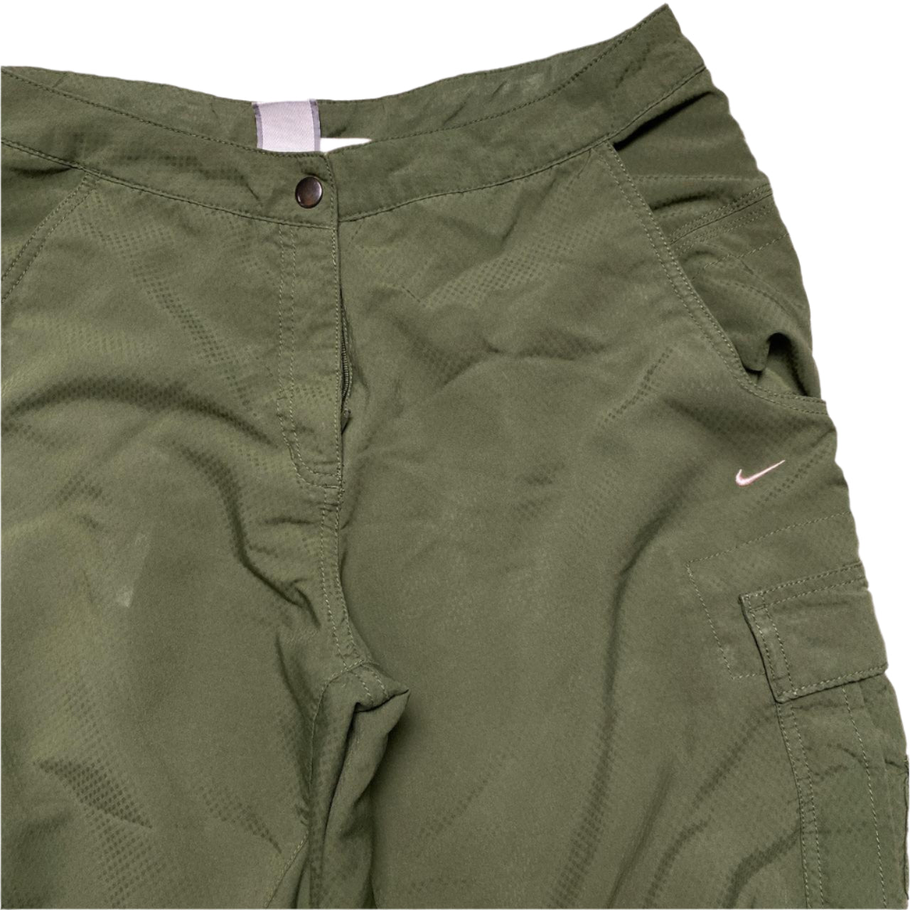 Nike Khaki Green and Pink Swoosh Baggy Womens Cargo Snopant Trousers (12)