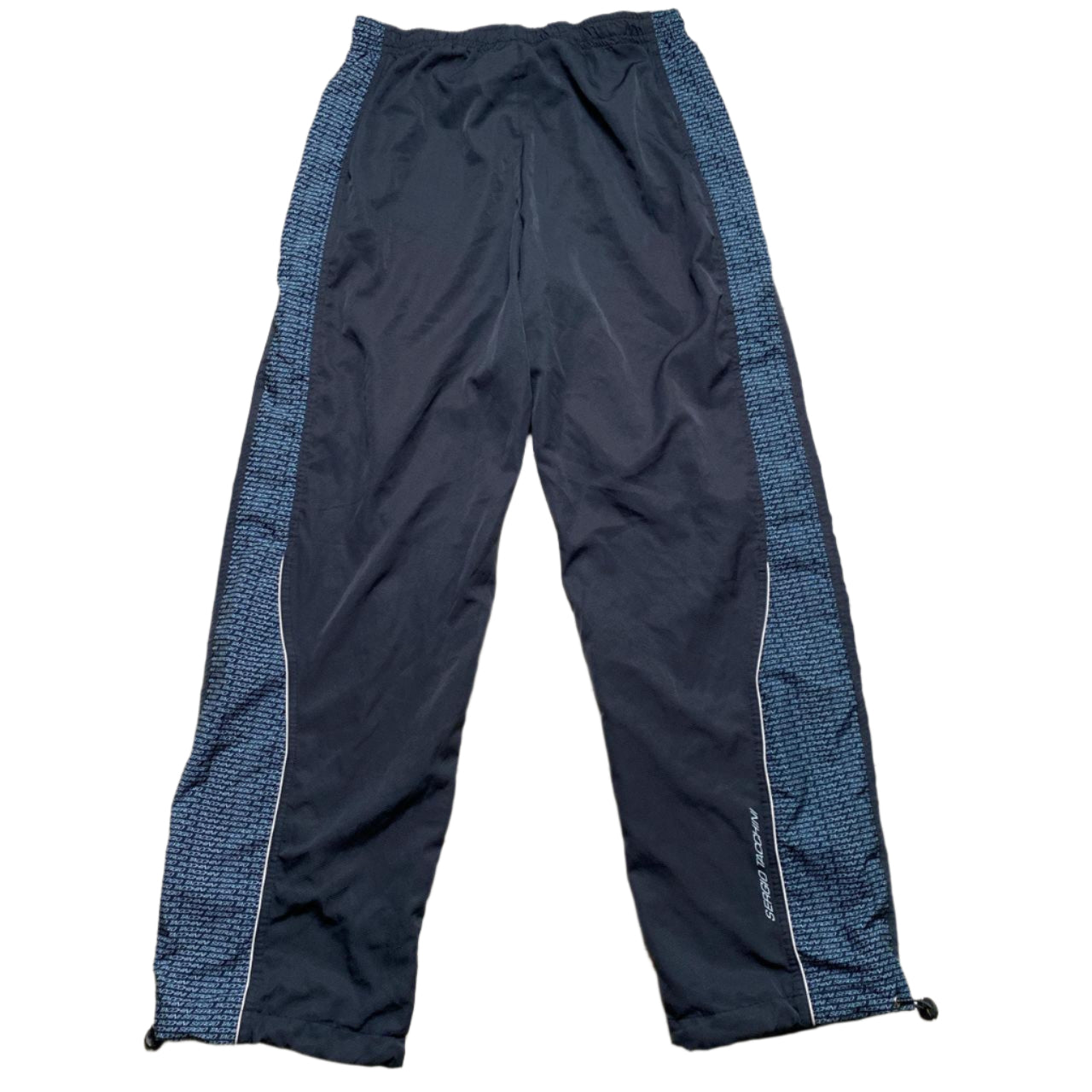 Sergio Tacchini Vintage Navy Blue and White Shell Trackpant Baggy Bottoms (L)