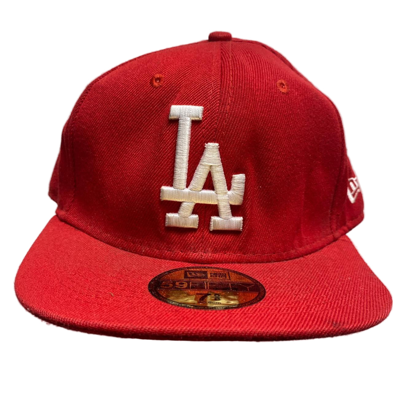 LA Dodgers Red and White Fitted Cap