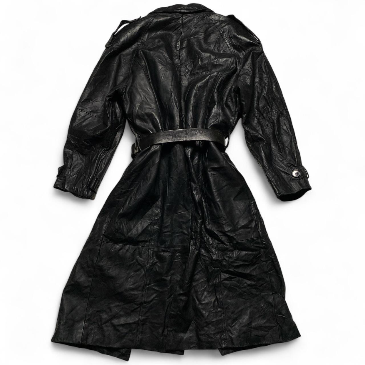 Phase2 Black 70’s. 80’s vintage Leather Long Trench Coat (M)