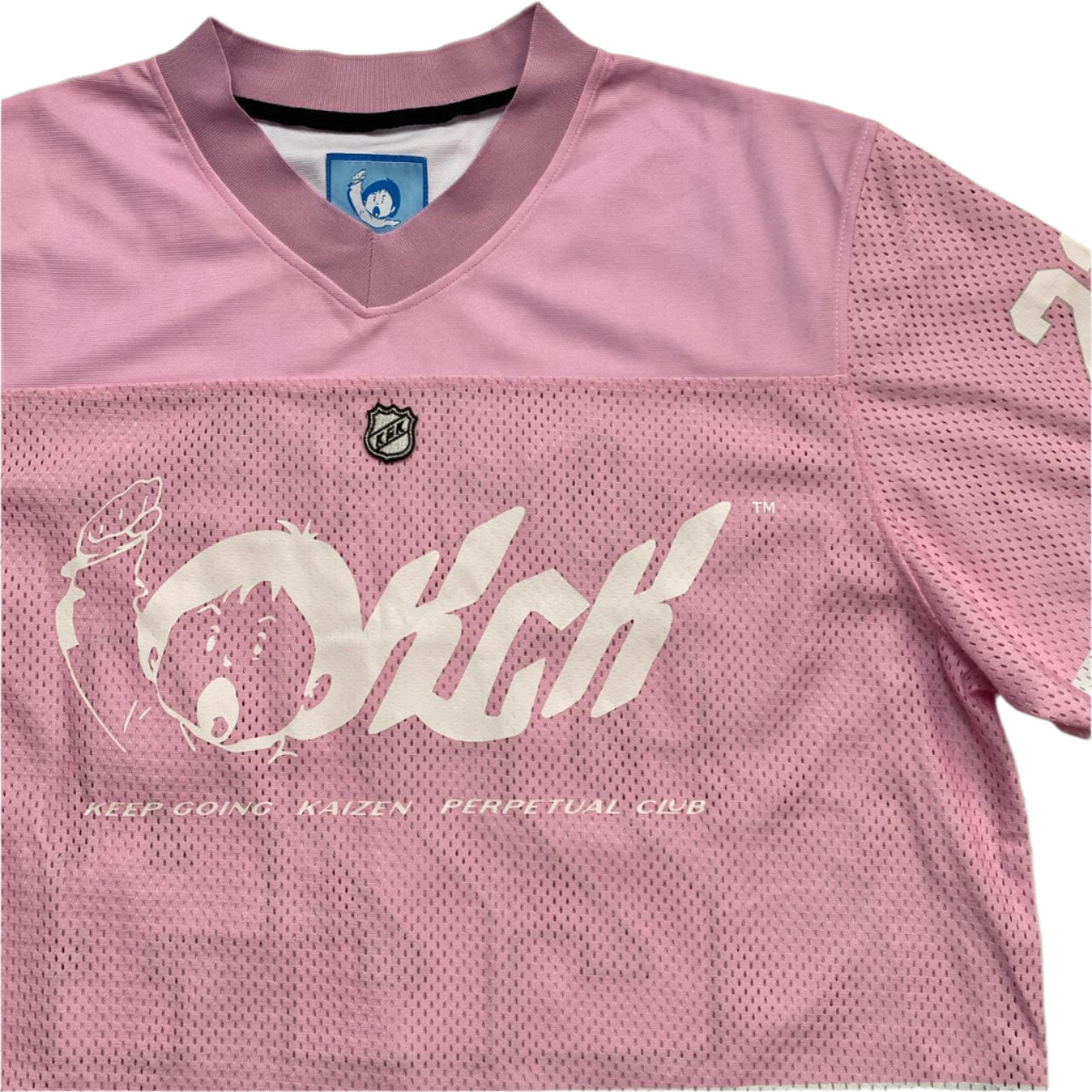 Kaizen Pink and White Womens Oversized NFL Football Jersey (L)