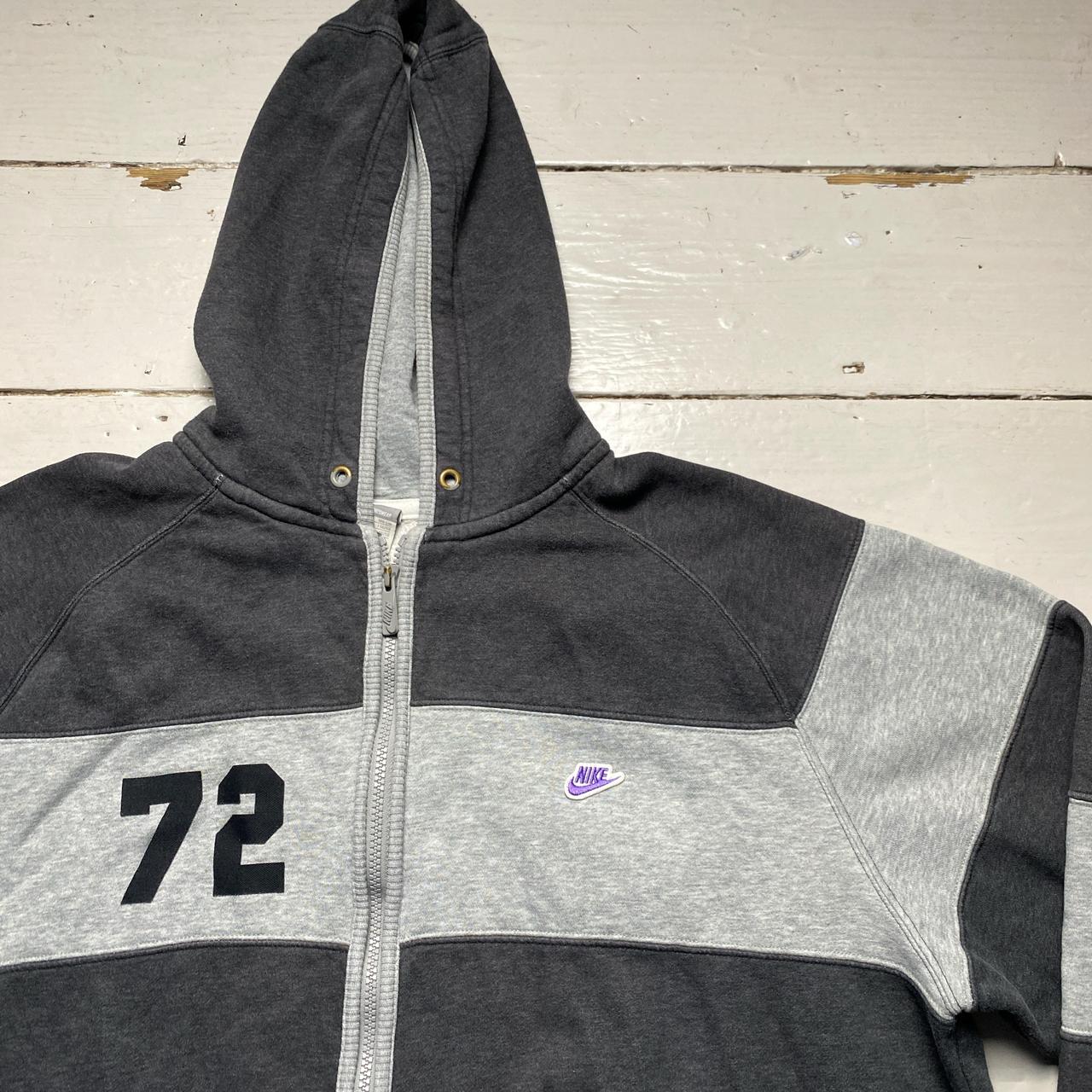 Nike Vintage Grey Two Tone Stripe Hoodie Purple Swoosh