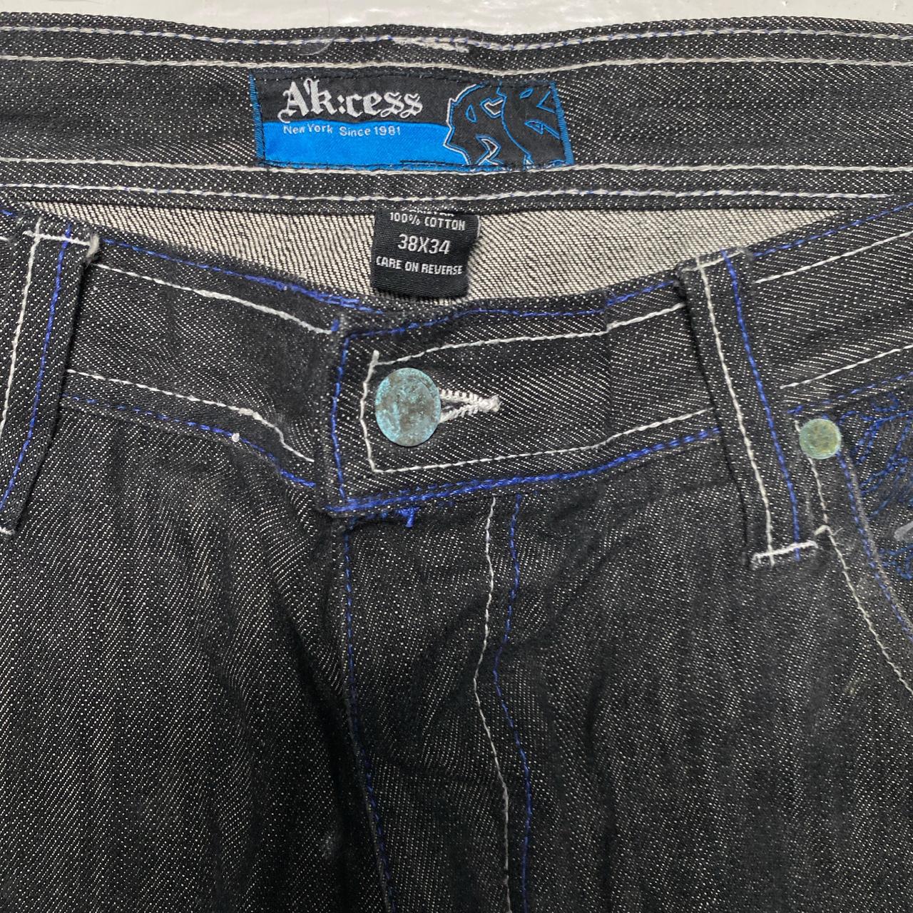 Akcess Vintage 90’s Spiderman Black White and Blue Baggy Jeans (38W)