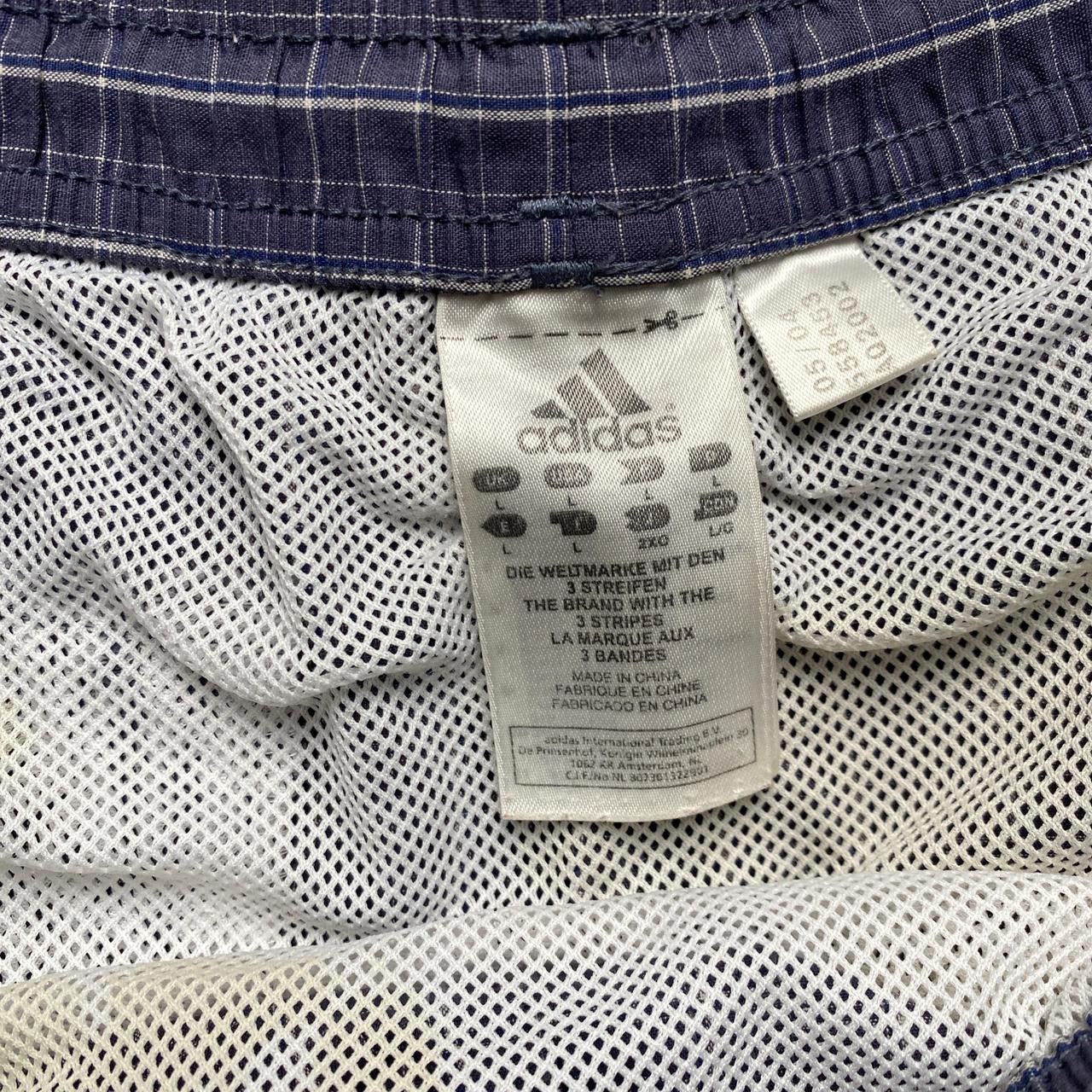 Adidas Vintage Checked Stripe Navy Grey and White Shorts (L)