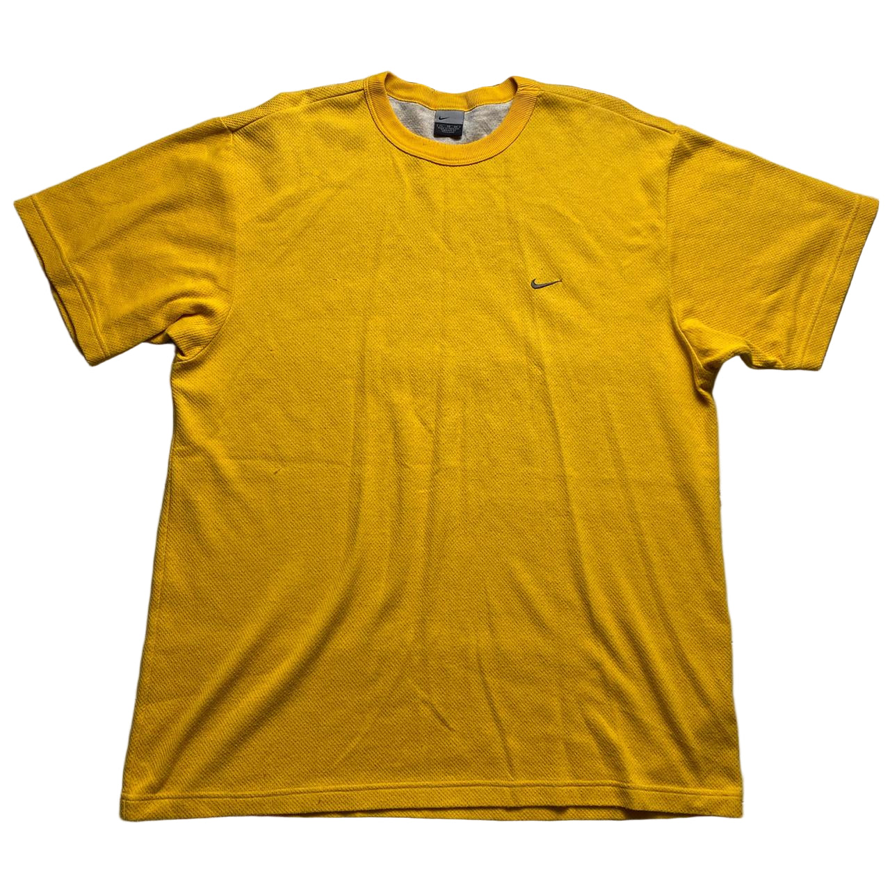 Nike Vintage y2k Yellow and Grey Swoosh T Shirt (XL)