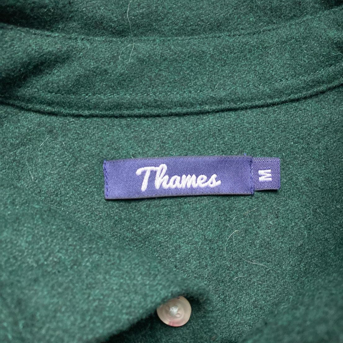 Thames Green Wool and White Embroidery Long Sleeve Shirt (M)
