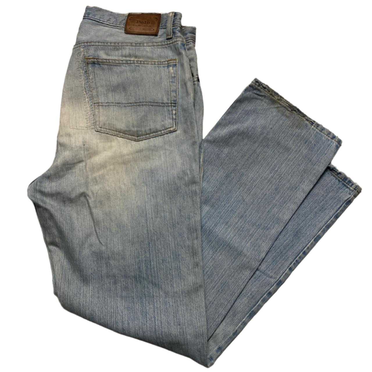 Polo Ralph Lauren Light Blue Stonewash Knee Distress Jeans (35W)