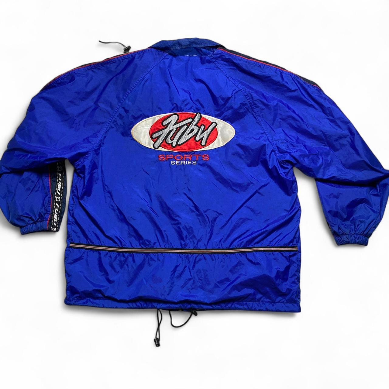 FUBU Sports Vintage 90’s y2k Blue Red and White Windbreaker Jacket (2XL)