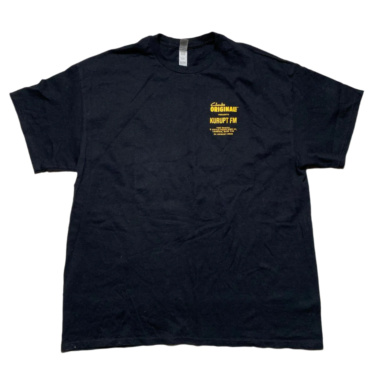Kurupt FM Clarks Black and Yellow T Shirt (XL)