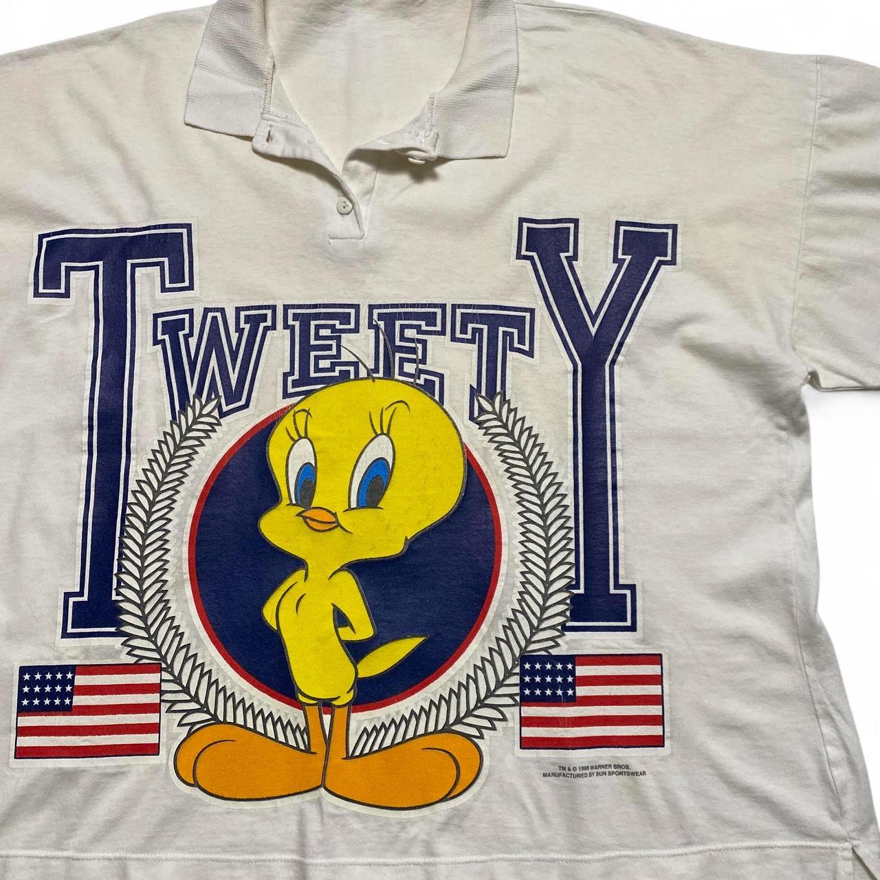 Tweety Vintage Looney Tunes 90’s Warner Brothers Polo Cropped Shirt (L)