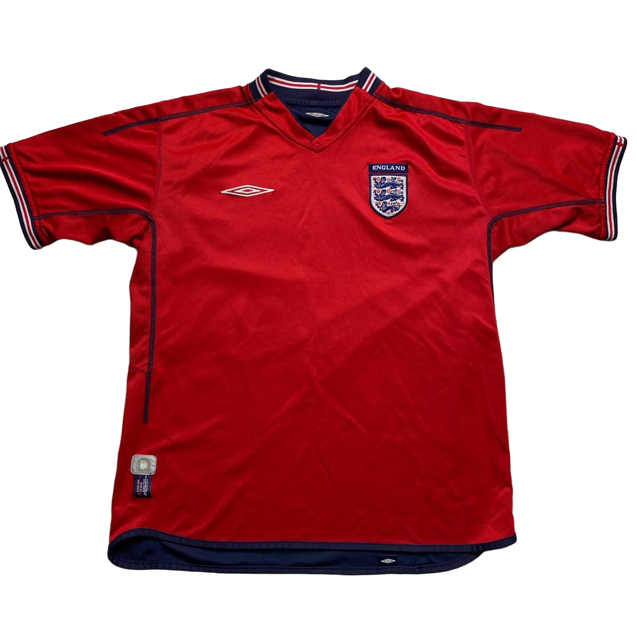 England Umbro Vintage 2004 Red and Navy Reversible Football Jersey (M)